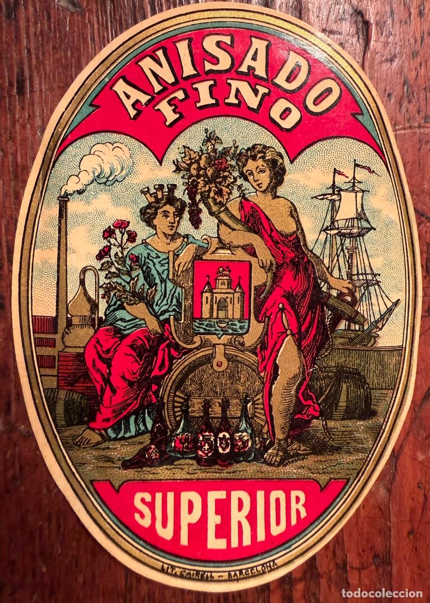 Etiquetas antiguas: ETIQUETA ANISADO FINO SUPERIOR. SIN UTILIZAR. MODERNISTA
