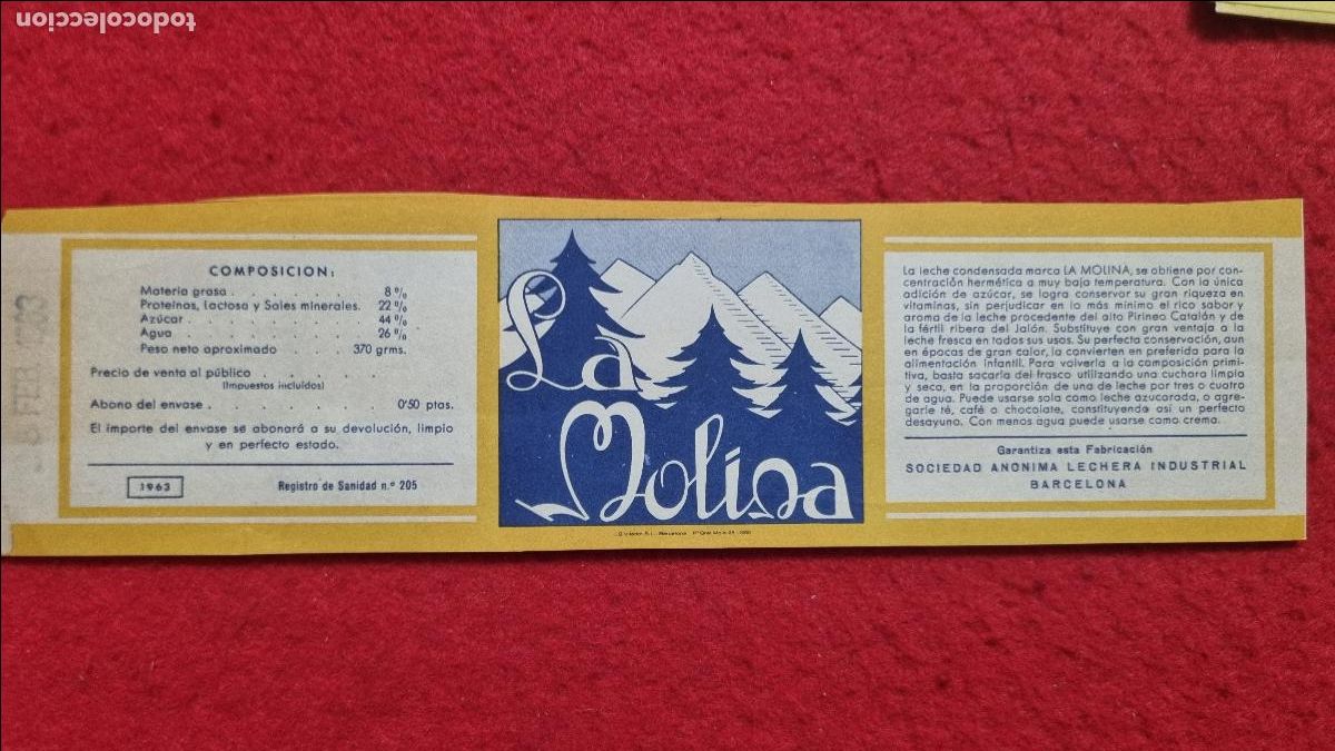 Etiquetas antiguas: ANTIGUA ETIQUETA PUBLICIDAD DE LECHE LA MOLINA UTEBO ZARAGOZA ORIGINAL KV1