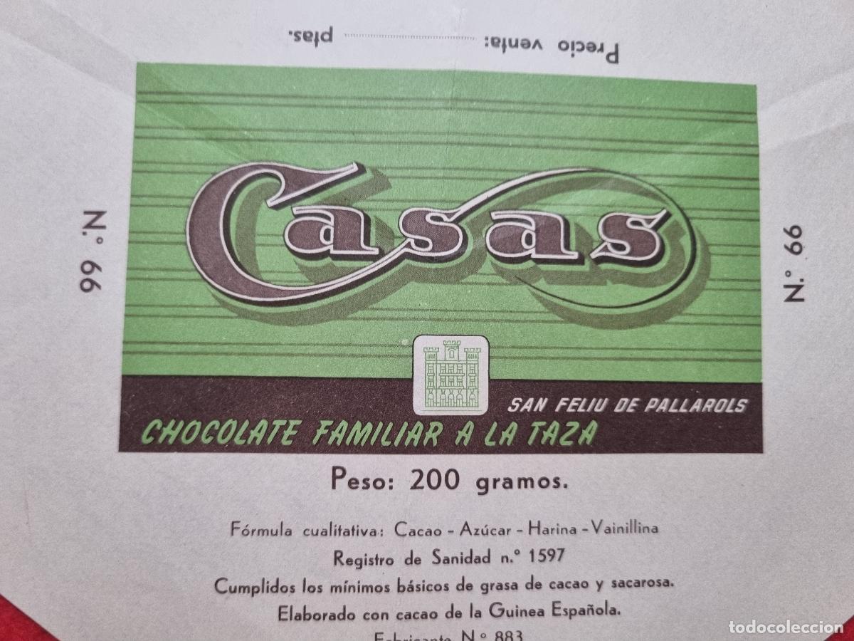 Etiquetas antiguas: ANTIGUA ETIQUETA PUBLICIDAD CHOCOLATES CASAS SAN FELIU DE PALLAROLS ORIGINAL KV1