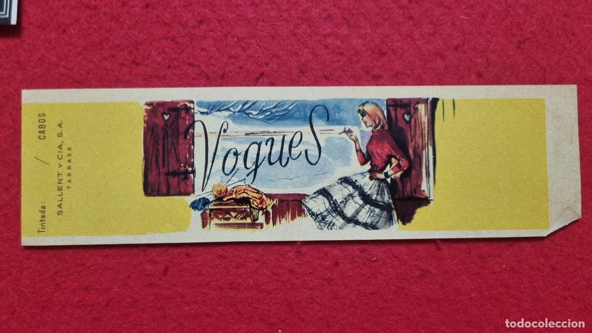 Etiquetas antiguas: ANTIGUA ETIQUETA PUBLICIDAD LANAS VOGUES SALLENT Y CIA TARRASA ORIGINAL KV1