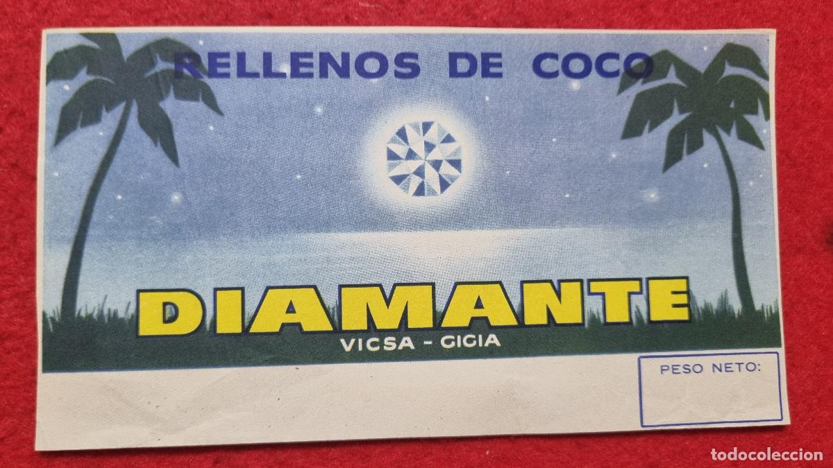 Etiquetas antiguas: ANTIGUA ETIQUETA PUBLICIDAD RELLENOS DE COCO GALLETAS O CHOCOLATE DIAMANTE ORIGINAL KV1