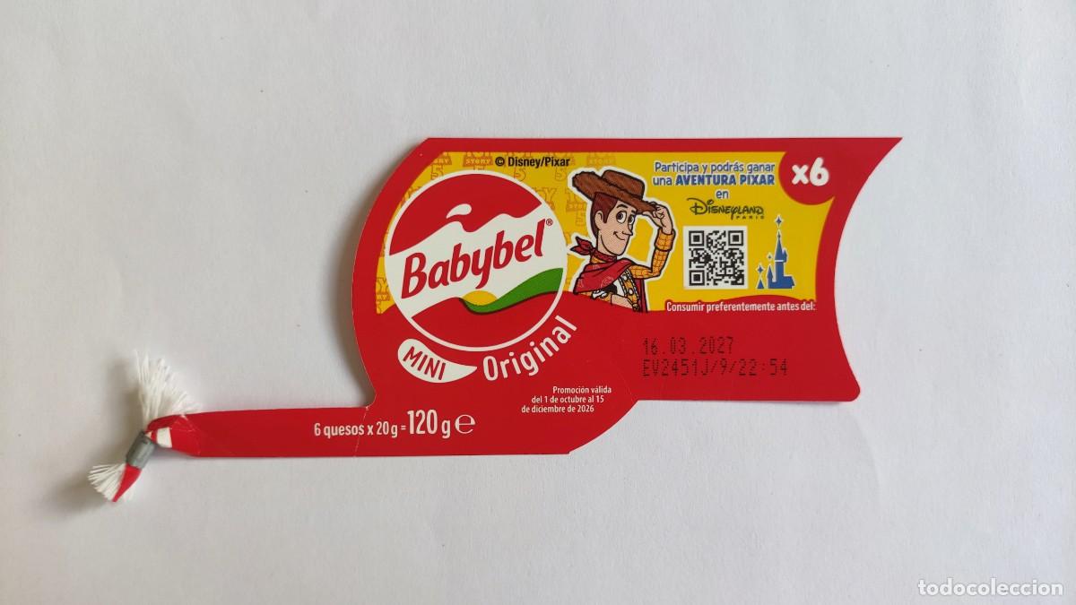 Etiquetas antiguas: ETIQUETA QUESO MINI BABYBEL - X6 - 7606 4599 - TOY STORY DISNEY PIXAR - WOODY