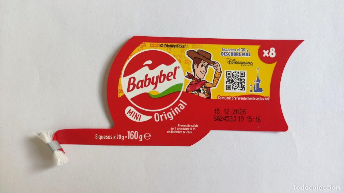 Etiquetas antiguas: ETIQUETA QUESO MINI BABYBEL - X8 - 7606 4601 - TOY STORY DISNEY PIXAR - WOODY