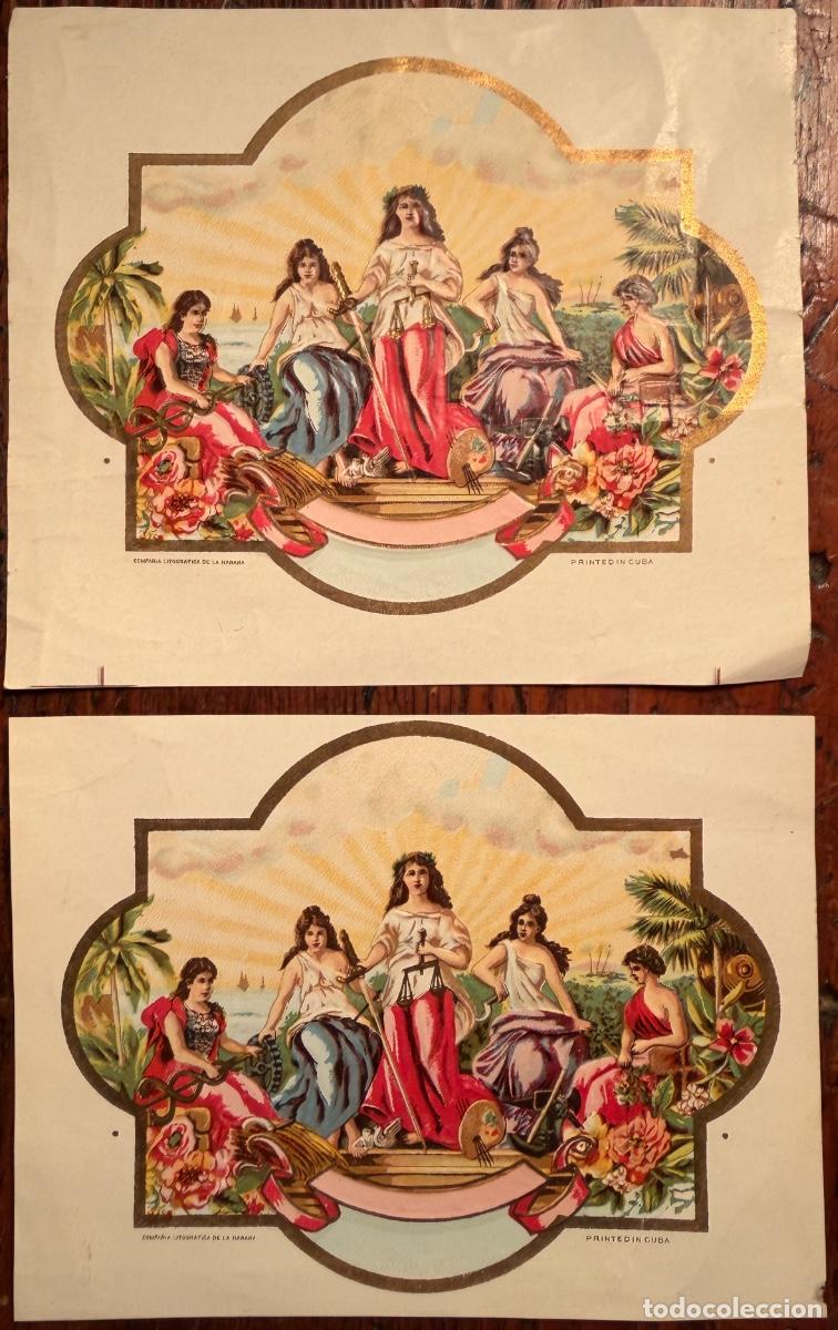 Etiquetas antiguas: 2 VITOLAS LITOGRAFIADAS. COMPA&Ntilde;IA LITOGRAFICA DE LA HABANA