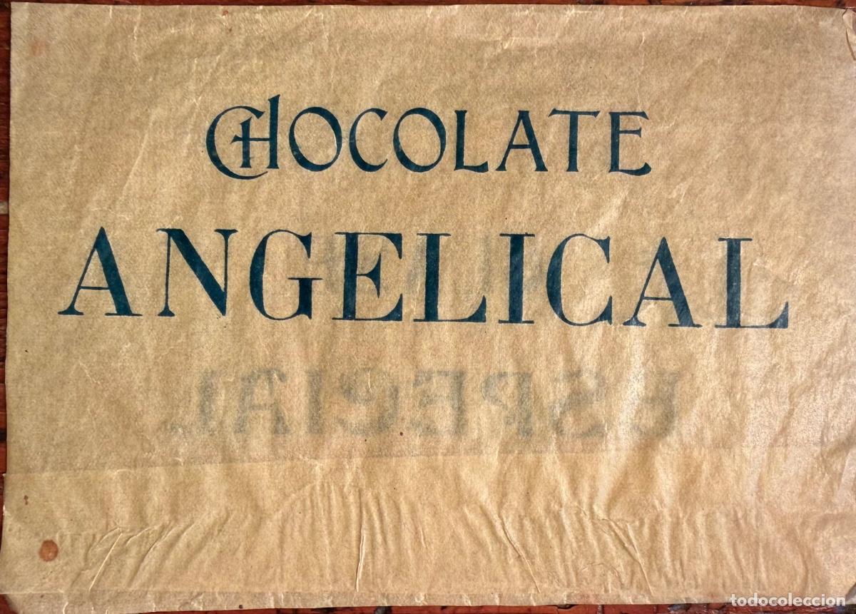 Etiquetas antiguas: ENVOLTORIO O SIMIL DE PAPEL TRANSPARENTE, CHOCOLATES ANGELICAL, CLASE ESPECIAL.