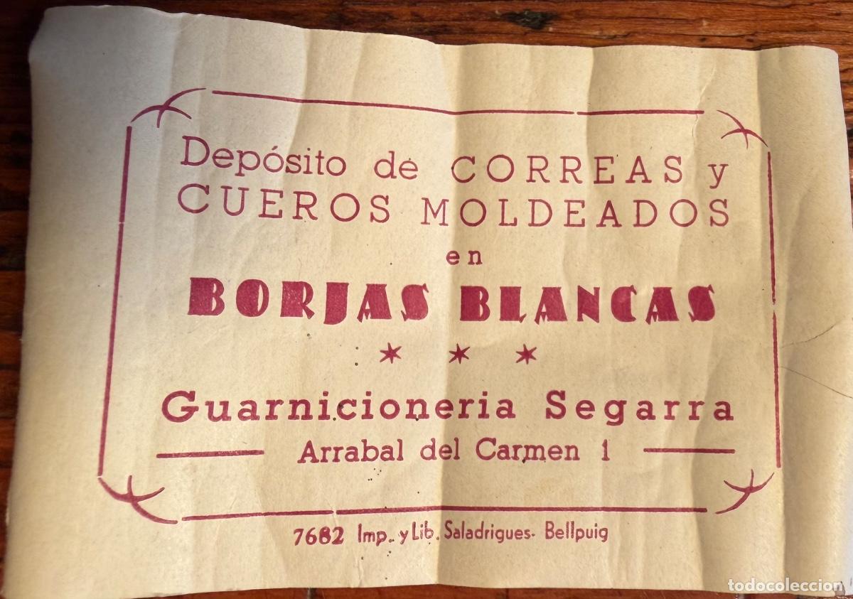 Etiquetas antiguas: ETIQUETA GUARNICIONERIA SEGARRA, LAS BORJAS BLANCAS
