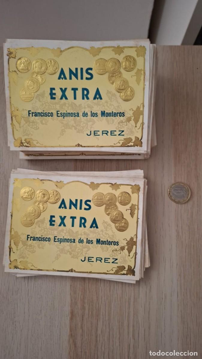 Etiquetas antiguas: Lote de 25 etiquetas ANIS EXTRA Espinosa de los Montero Jerez Antiguas Monedas Oro