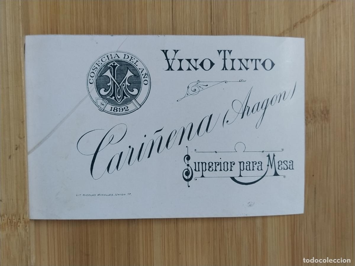 Etiquetas antiguas: VINO TINTO CARI&Ntilde;ENA SUPERIOR PARA MESA - ETIQUETA ANTIGUA - 4