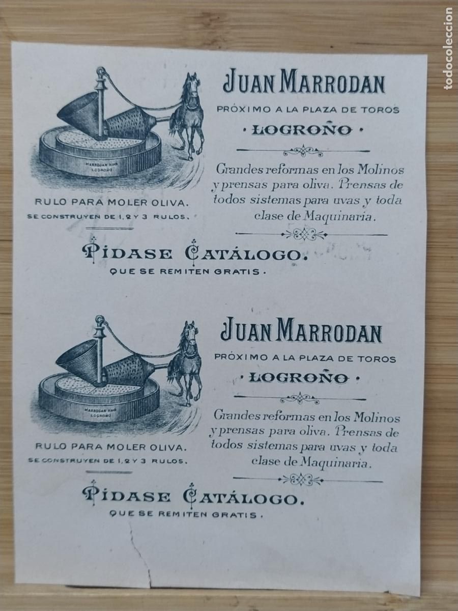 Etiquetas antiguas: LOGRO&Ntilde;O - JUAN MARRODAN - RULO PARA MOLER OLIVA - ETIQUETA ANTIGUA - 16