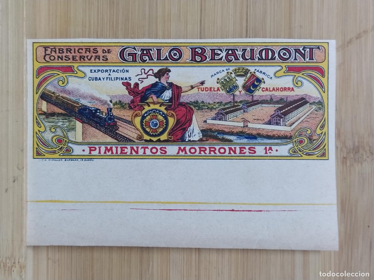 Etiquetas antiguas: TUDELA Y CALAHORRA - GALO BEAUMONT - PIMIENTOS MORRONES - ETIQUETA ANTIGUA - 27