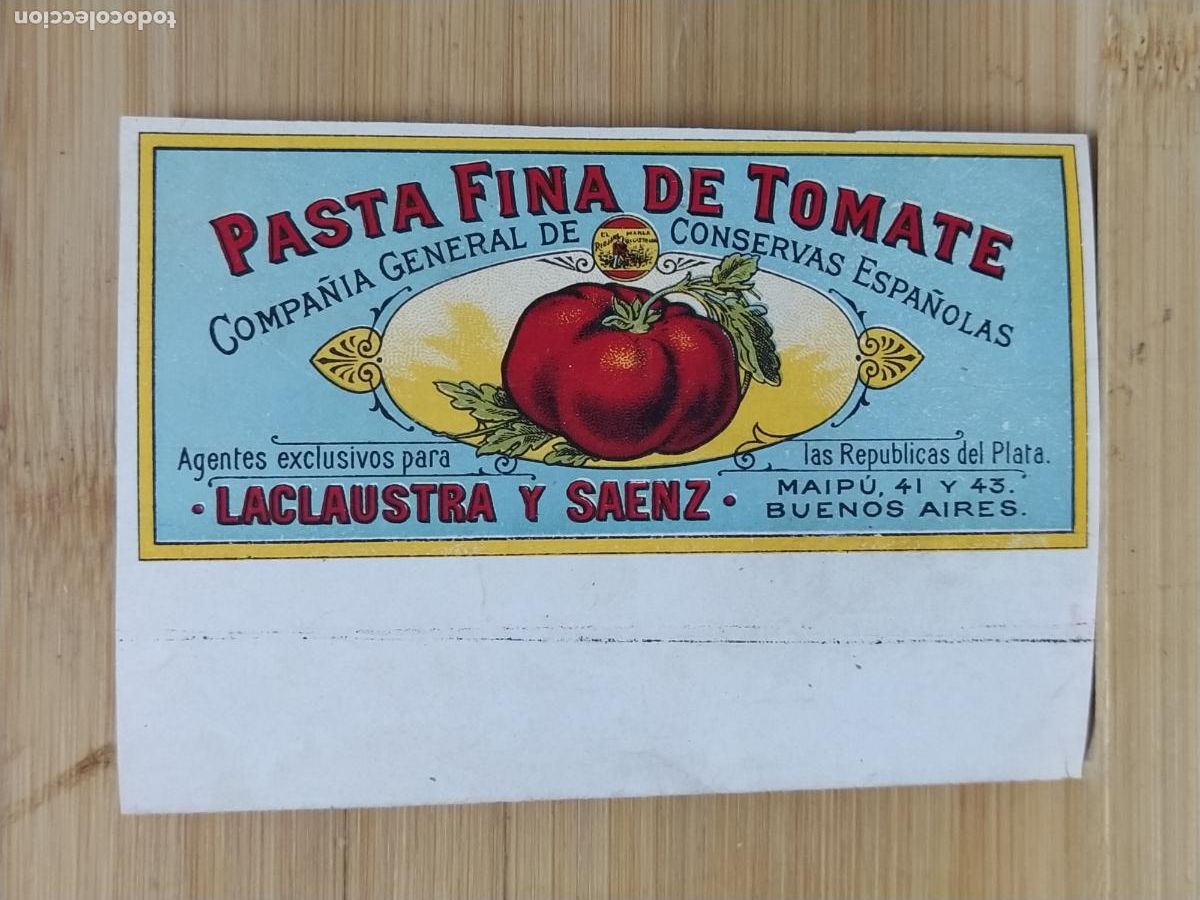 Etiquetas antiguas: LACLAUSTRA Y SAENZ - PASTA FINA DE TOMATE - ETIQUETA ANTIGUA - 29