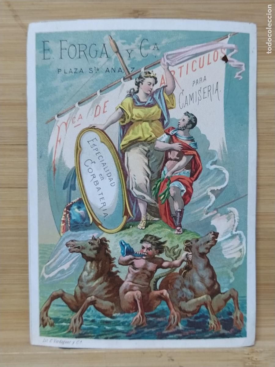 Etiquetas antiguas: E. FORGA Y CIA FABRICA DE ARTICULOS PARA CAMISERIA & CORBATERIA - ETIQUETA ANTIGUA - 42