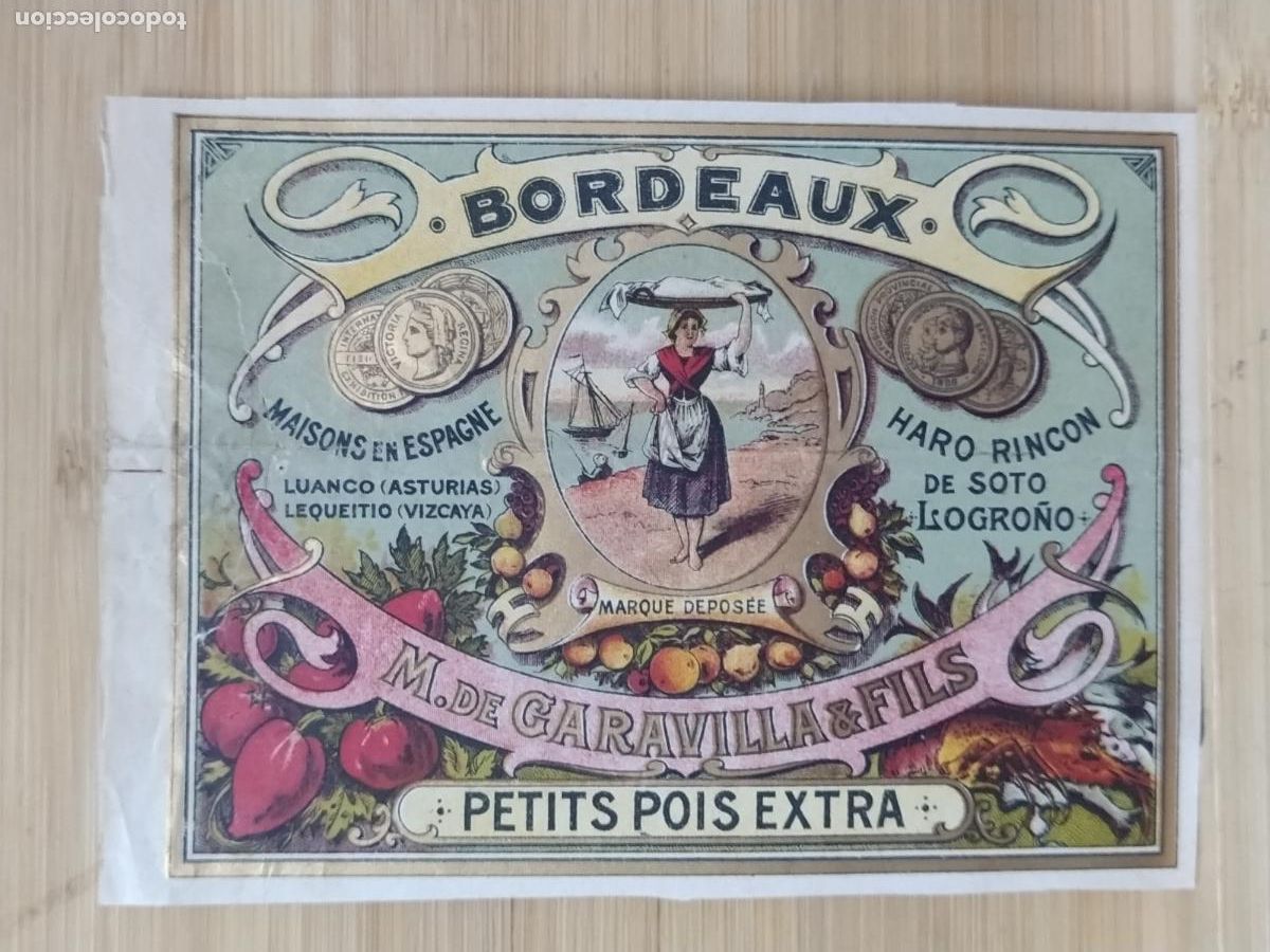 Etiquetas antiguas: BORDEAUX - PETITS POIS EXTRA - M. DE GARAVILLA & FILS - LOGRO&Ntilde;O - ETIQUETA ANTIGUA - 52