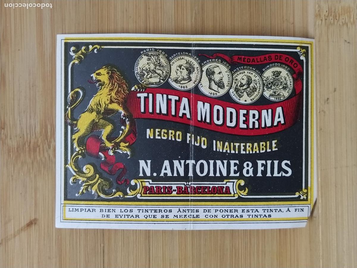 Etiquetas antiguas: BARCELONA PARIS - TINTA MODERNA N. ANTOINE FILS - ETIQUETA ANTIGUA - 58