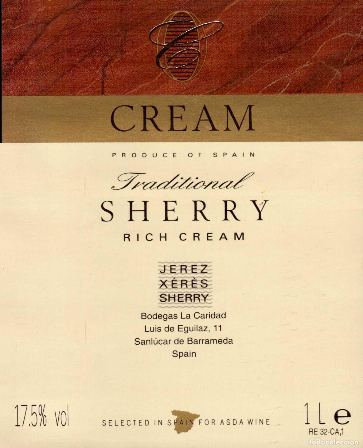 Etiquetas antiguas: ETIQUETA CREAM TRADIDIONAL SHERRY RICH CREAM JEREZ