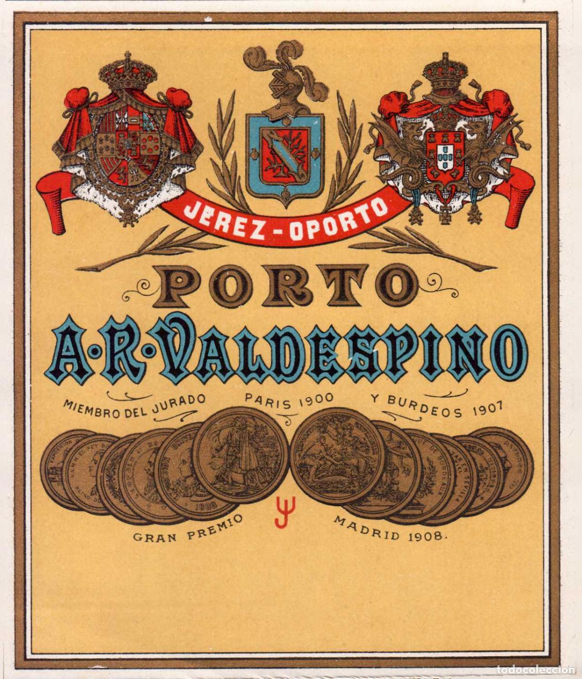 Etiquetas antiguas: ETIQUETA VINO PORTO A.R VALDESPINO JEREZ
