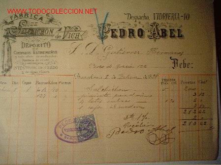 Facturas antiguas: FACTURA DE PEDRO ABEL - Foto 1