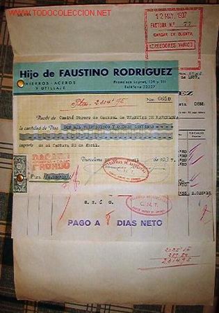 Facturas antiguas: Factura de Hijos de Faustino Rodr&iacute;guez, consta de 2 documentos. - Foto 1