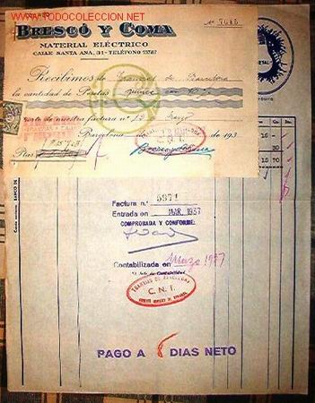 Facturas antiguas: Factura de Bresc&oacute; y Coma, consta de 2 documentos. - Foto 1
