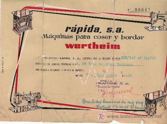 Facturas antiguas: WERTHEIM - TITULO DE PROPIEDAD N&ordm; 00647 - - Foto 1