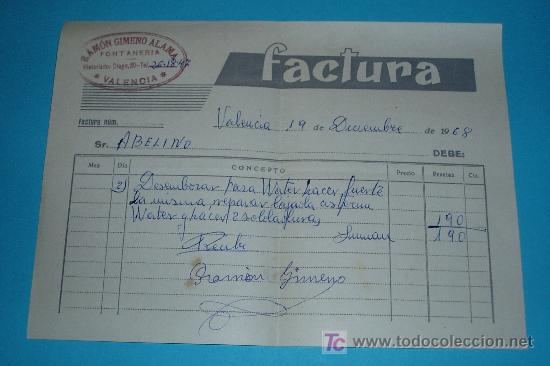 Facturas antiguas: FACTURA FONTANERIA. 1968 - Foto 1