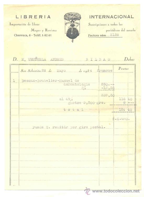 Facturas antiguas: Librer&iacute;a internacional - Foto 1