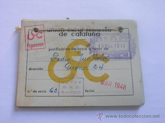 Factures anciennes: Lote justificantes-recibo de socio de la Uni&oacute;n Excursionista de Catalu&ntilde;a - Marzo 1948 a abril 1952