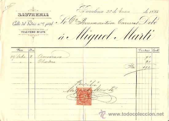 recibo de sastrería miguel martí - barcelona 18 - Comprar Facturas antiguas  en todocoleccion - 28442312
