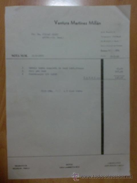 Fatture antiche: FACTURA. ESPA&Ntilde;A. CIUDAD REAL. ALMADEN. MAYO 1960. VENTURA MARTINEZ MILLAN. NEUMATICOS, MOTOS, LUBRIC