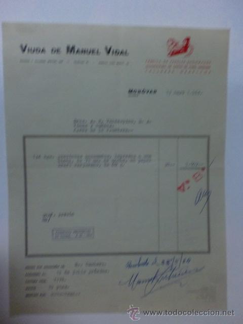 Facturas antiguas: FACTURA. ESPA&Ntilde;A. VALENCIA. MAYO 1964. VIUDA DE MANUEL VIDAL. FABRICA DE PAPELES ENGOMADOS.