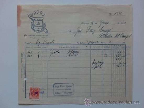 Factures anciennes: FACTURA. VALENCIA. JUNIO 1953. MARTI TORMO, S. A. FABRICA DE TEJIDOS DE RIZO.