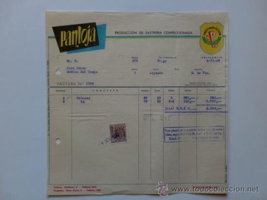 Factures anciennes: FACTURA. VALLADOLID. NOVIEMBRE 1959. PANTOJA. CONFECCIONES SELECTAS. SASTRERIA CONFECCIONADA.