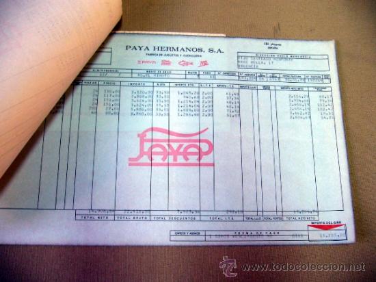 Facturas antiguas: DOCUMENTO, FACTURA, FABRICA  JUGUETES Y CUCHILLERIA, PAYA HERMANOS S.A., 1978