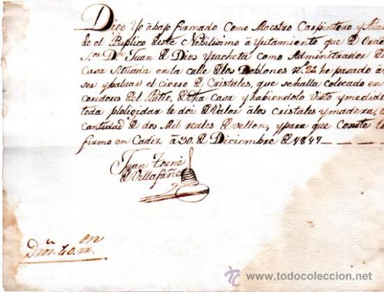 Facturas antiguas: FACTURA DE DOS MIL REALES DE VELL&Oacute;N, DICIEMBRE DE 1847