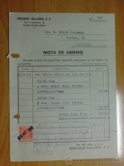 factura. palma de mallorca. abril 1953. bordado - Compra venta en  todocoleccion