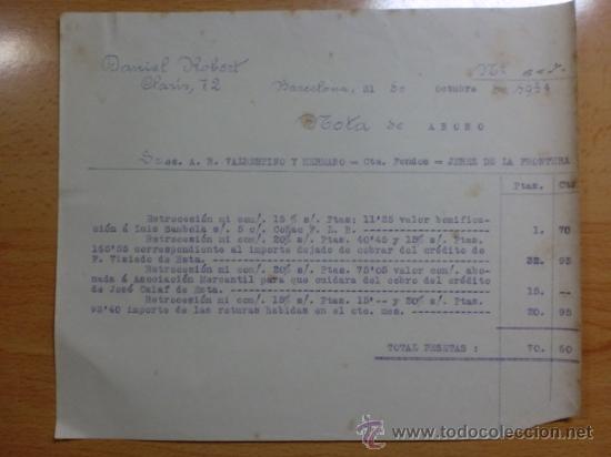 Facturas antiguas: FACTURA. BARCELONA. OCTUBRE 1934. DANIEL ROBERT. - Foto 1