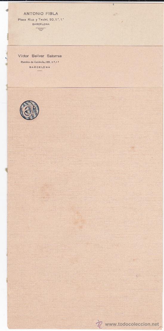 Facturas antiguas: 3 albaranes Antonio Fibla , Victor Bellver y CJ de Barcelona principios siglo XX