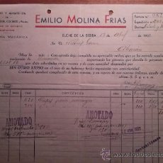 Facturas antiguas: FACTURA DE LA EMPRESA EMILIO MOLINA FRIAS. COSECHERO DE ESPARTOS. ELCHE DE LA SIERRA. ALBACETE 1933