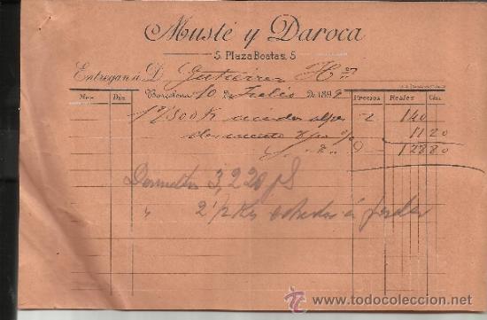 Facturas antiguas: FACTURA DE MUST&Eacute; Y DAROCA. BARCELONA. 1899 - Foto 1