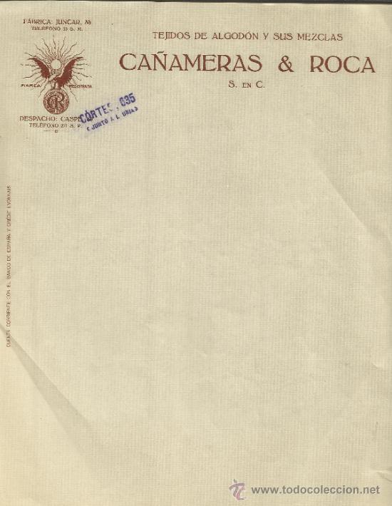 Old Invoices: MODELO DE FACTURA DE LA EMPRESA CA&Ntilde;AMERAS & ROCA. BARCELONA