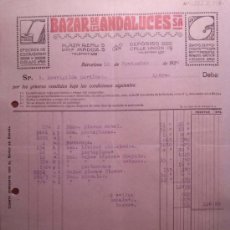 Facturas antiguas: FACTURA BAZAR LOS ANDALUCES EFECTOS DE ESCRITORIO Y DIBUJO 1924. Lote 39269645