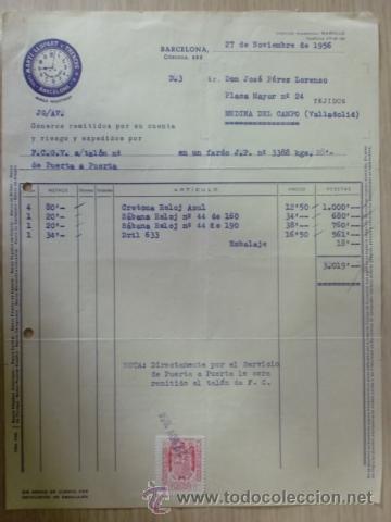 Facturas antiguas: FACTURA DE MARTI, LLOPART Y TRENCHS, S. A. BARCELONA. NOVIEMBRE 1956.