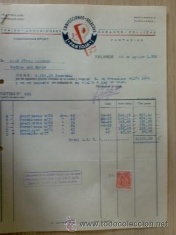 Facturas antiguas: FACTURA DE CONFECCIONES SELECTAS PANTOJA. VALLADOLID. AGOSTO 1954.