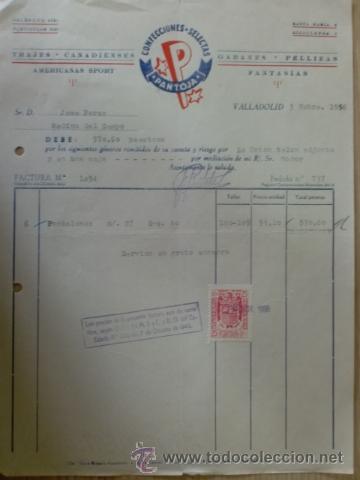 Facturas antiguas: FACTURA DE CONFECCIONES SELECTAS PANTOJA. VALLADOLID. NOVIEMBRE 1956.