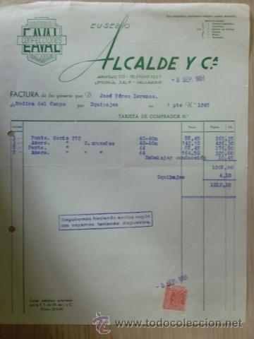 Facturas antiguas: FACTURA DE EUSEBIO ALCALDE Y CIA. CONFECCIONES EAVAL. VALLADOLID. SEPTIEMBRE 1951.