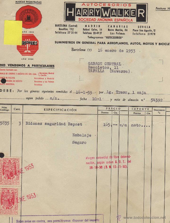 Facturas antiguas: factura autocesorios harry walker barcelona catalu&ntilde;a aeroplanos autos motos bicicletas