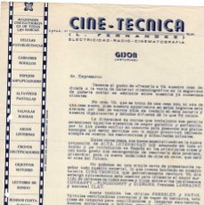 Facturas antiguas: CARTA COMERCIAL. CINE TECNICA. ELECTRICIDAD, RADIO CINEMATOGRAFÍA. GIJON ASTURIAS. 