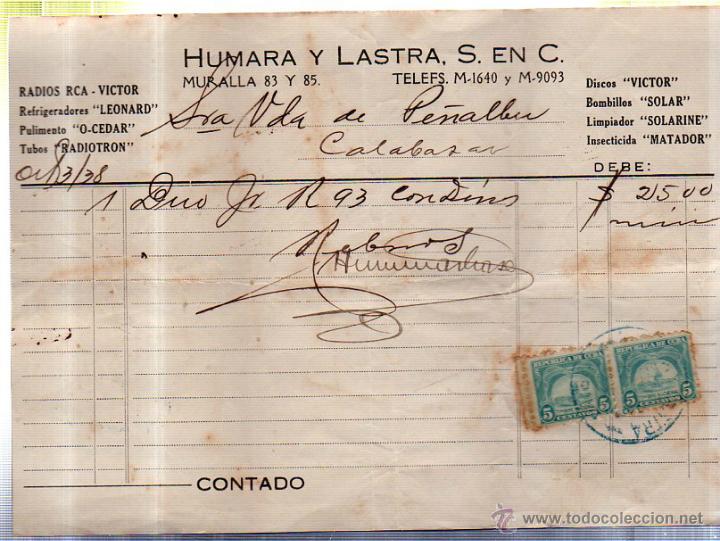 Facturas antiguas: FACTURA DE HUMARA Y LASTRA, S. EN C. 1938