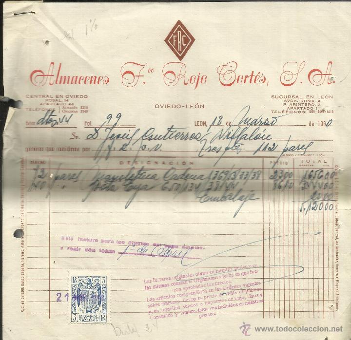 Alte Rechnungen: FACTURA DE FRANCISCO ROJO CORT&Eacute;S, S.A. OVIEDO-LE&Oacute;N. 1960