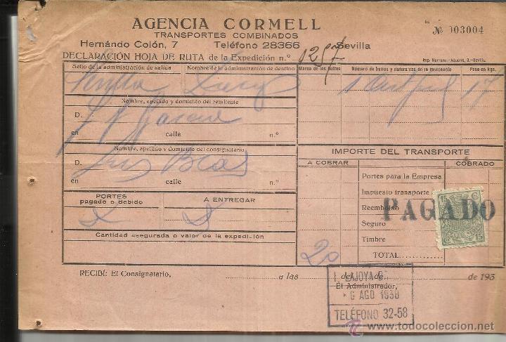 Facturas antiguas: FACTURA DE AGENCIA CORMELL. TRANSPORTES COMBINADOS. SEVILLA. 1930